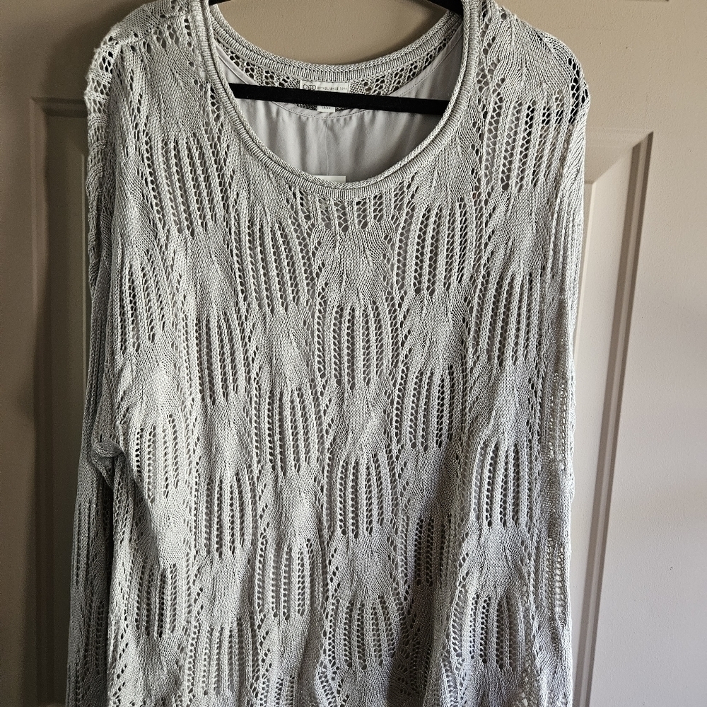 Cato sparkle knit long sleeve pullover sweater and tank top set.